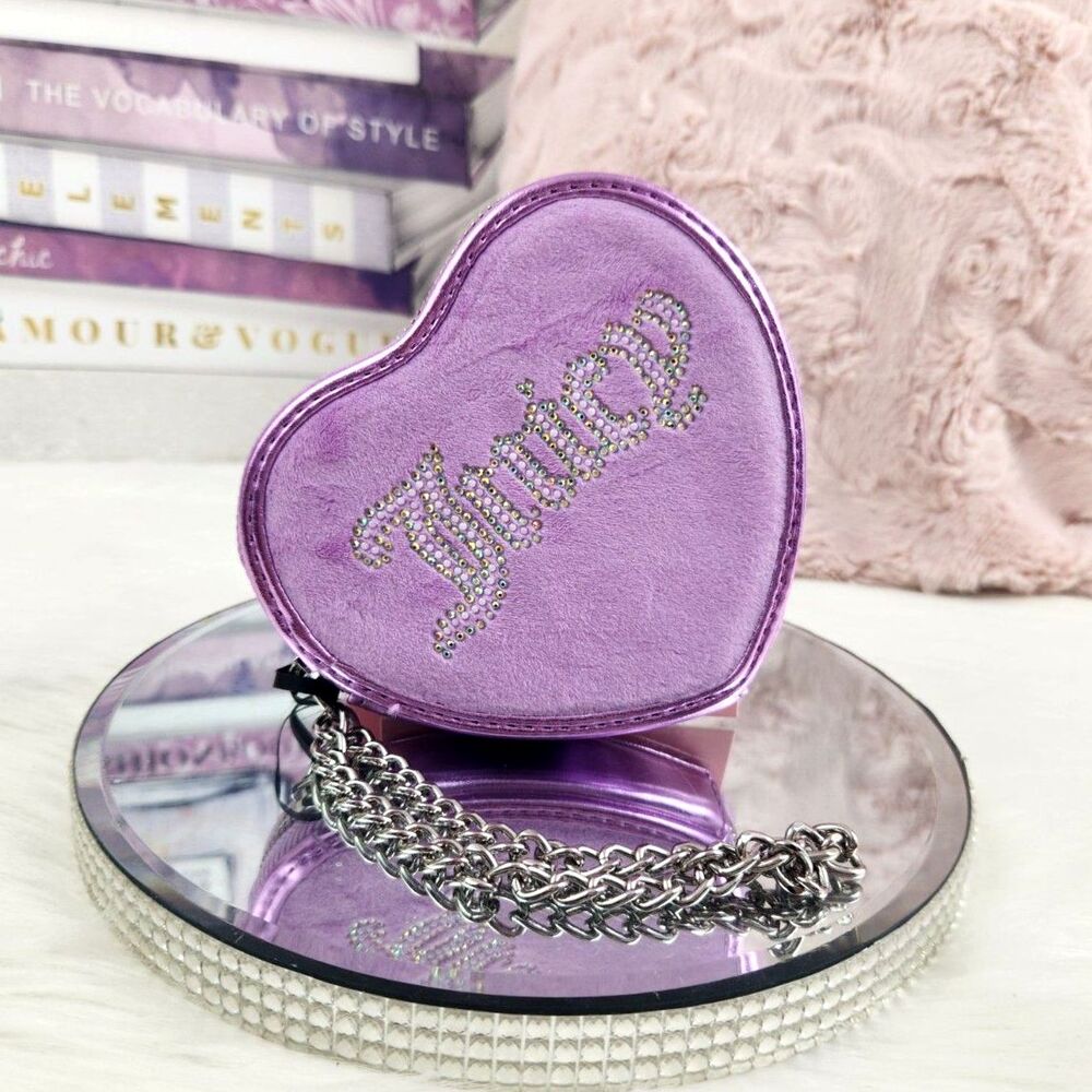 {Juicy Couture} Purple Velour Heart Zip Around Wallet